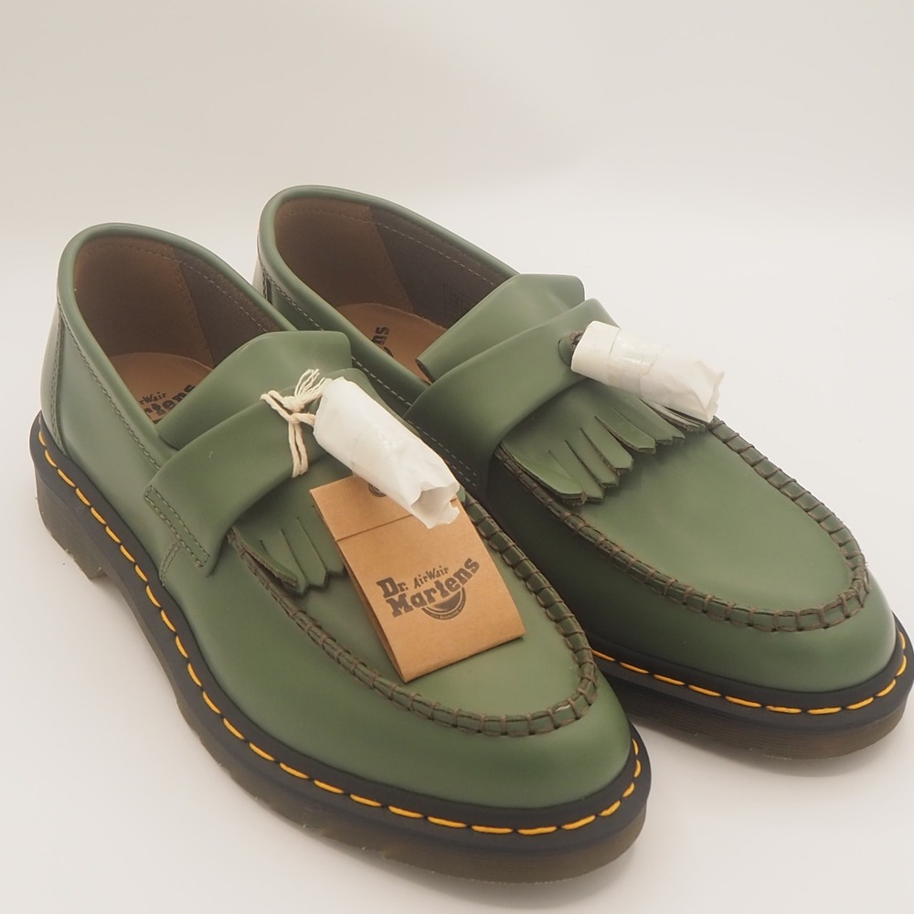 NEW Dr. Martens Adrian YS Tassel Loafer Shoes Men 11 Olive Green Leather Slip On